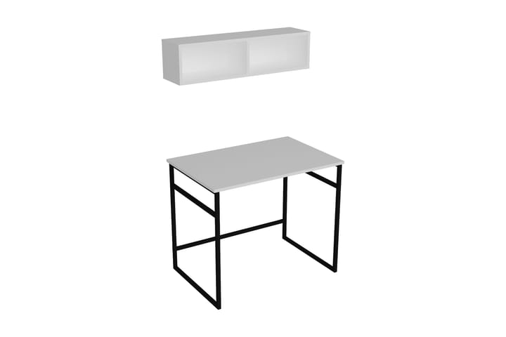 Skrivbord Buskahult 90 cm med Förvaring Vägghylla - Vit/Svart - Möbler - Bord & matgrupp - Kontorsbord - Skrivbord