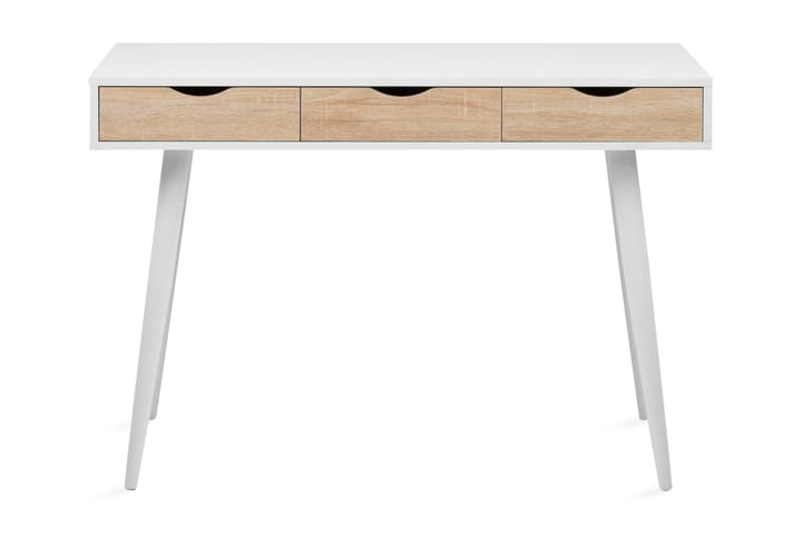 Skrivbord Castor 110 cm med Förvaring 3 Lådor - Vit/Natur - Möbler - Bord & matgrupp - Kontorsbord - Skrivbord