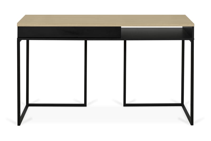 Skrivbord City 130 cm med Förvaring Hylla + Låda - Ekfanér/Svart - Möbler - Soffa - Skinnsoffa