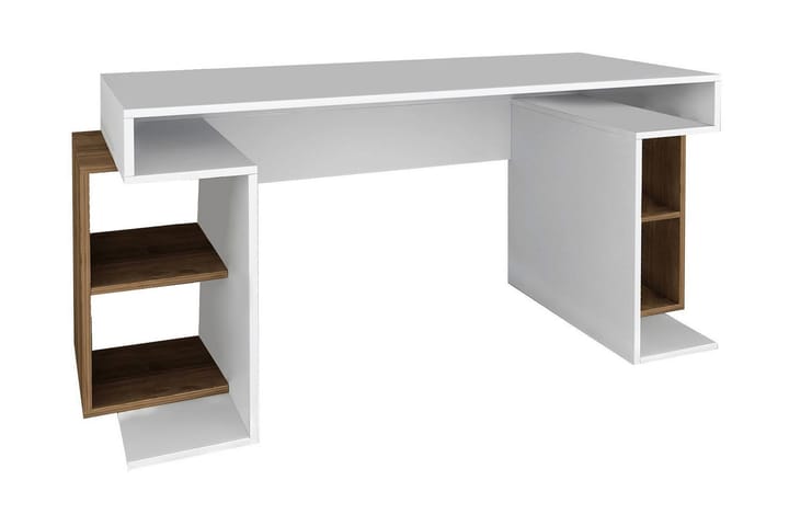 Skrivbord Clora 153 cm med Förvaringsben - Vit/Valnötsbrun - Möbler - Bord & matgrupp - Kontorsbord - Skrivbord