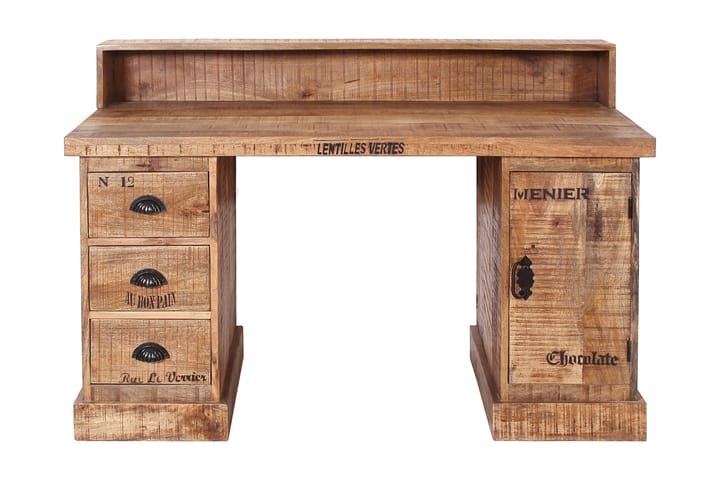 Skrivbord Cricklade 132 cm med Förvaring 3 Lådor+Hylla+Skåp - Mangoträ/Svart - Möbler - Bord & matgrupp - Kontorsbord - Skrivbord