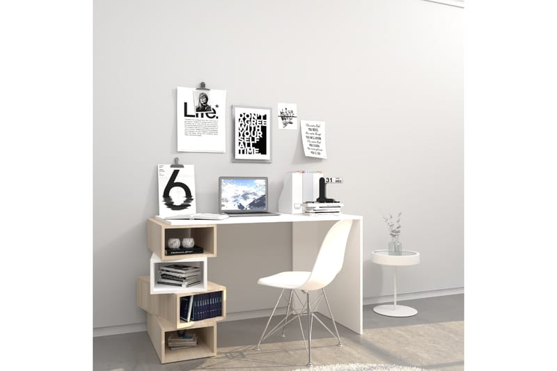 Skrivbord Damon 120 cm med Förvaring Hyllor Vit - Homemania - Möbler - Bord & matgrupp - Kontorsbord - Skrivbord