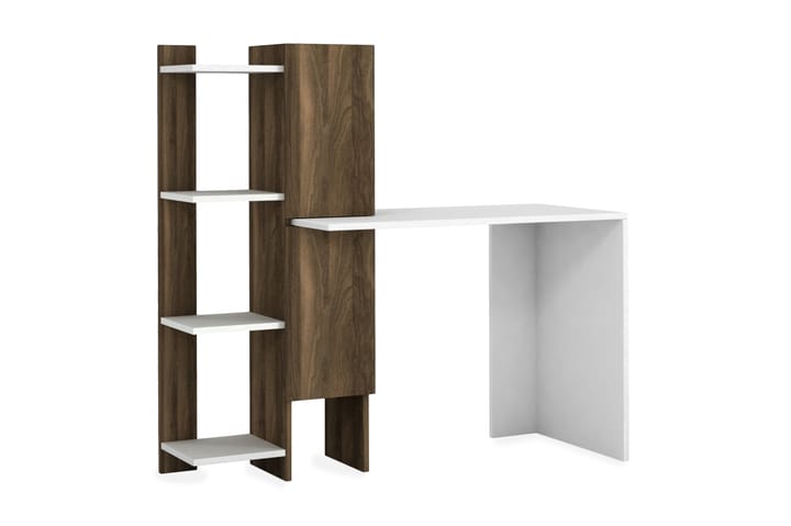 Skrivbord Domingas 116 cm med Förvaring Hyllor+Skåp - Vit/Valnötsbrun - Möbler - Bord & matgrupp - Kontorsbord - Skrivbord