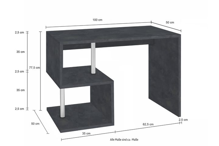 Skrivbord Esino 100 cm med Förvaring Hyllor - Svart - Möbler - Bord & matgrupp - Kontorsbord - Skrivbord