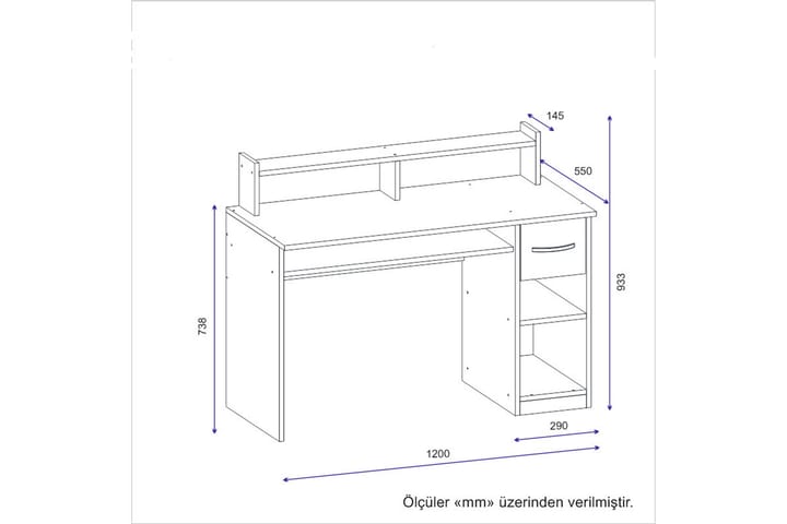 Skrivbord Eslemez 120 cm med Förvaring Låda + Hyllor - Antracit - Möbler - Bord & matgrupp - Kontorsbord - Skrivbord