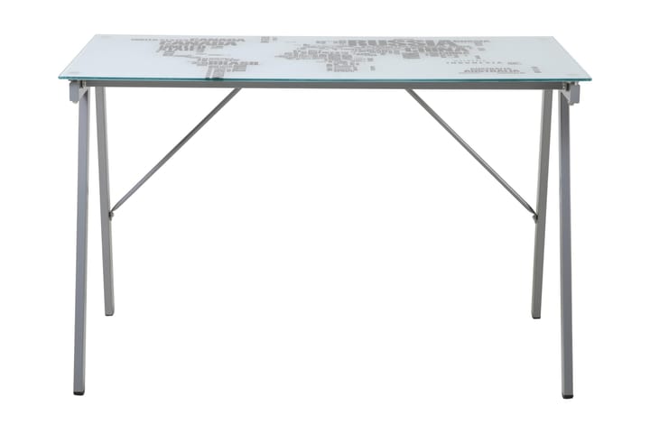 Skrivbord Estremera 113 cm med Karta - Glas/Vit - Möbler - Bord & matgrupp - Kontorsbord - Skrivbord