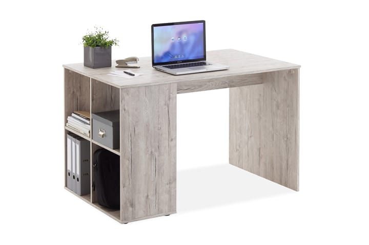 Skrivbord Evania 117 cm med Förvaring Hyllor - Grå/Natur - Möbler - Bord & matgrupp - Kontorsbord - Skrivbord - Hörnskrivbord
