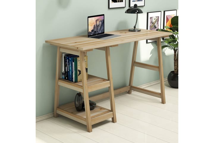 Skrivbord Fatimah 120 cm med Förvaring 2 Hyllor - Ljus Trä - Möbler - Bord & matgrupp - Kontorsbord - Skrivbord