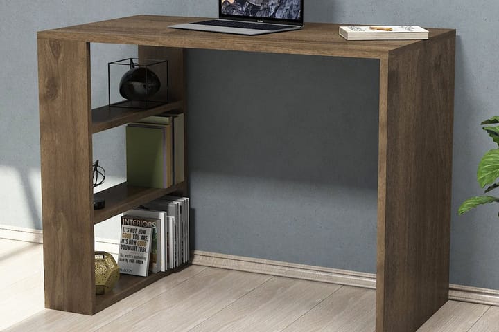 Skrivbord Fatimah 90 cm med Förvaring Hyllor - Valnötsbrun - Möbler - Bord & matgrupp - Kontorsbord - Skrivbord