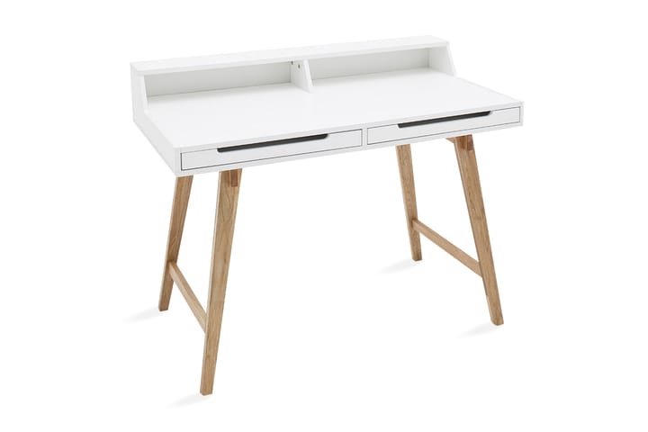 Skrivbord Gashon 110 cm med Förvaring 2 Lådor + Hylla - Vit/Ekfärg - Möbler - Bord & matgrupp - Kontorsbord - Skrivbord