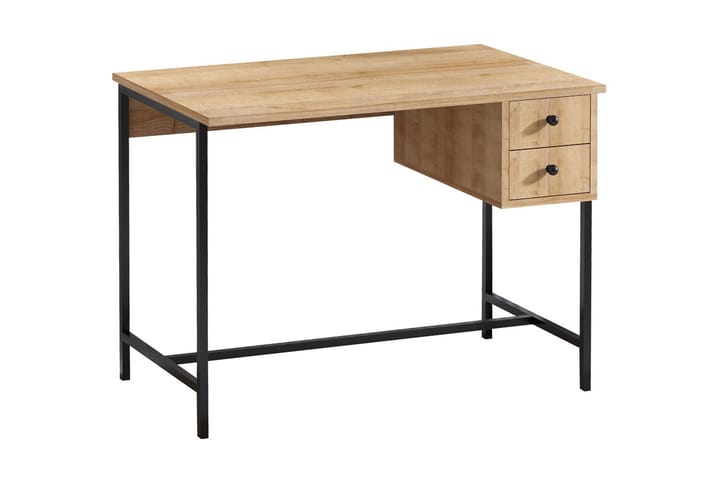 Skrivbord Grunnarp 100 cm med Förvaring 2 Lådor - Natur/Svart - Möbler - Bord & matgrupp - Kontorsbord - Skrivbord