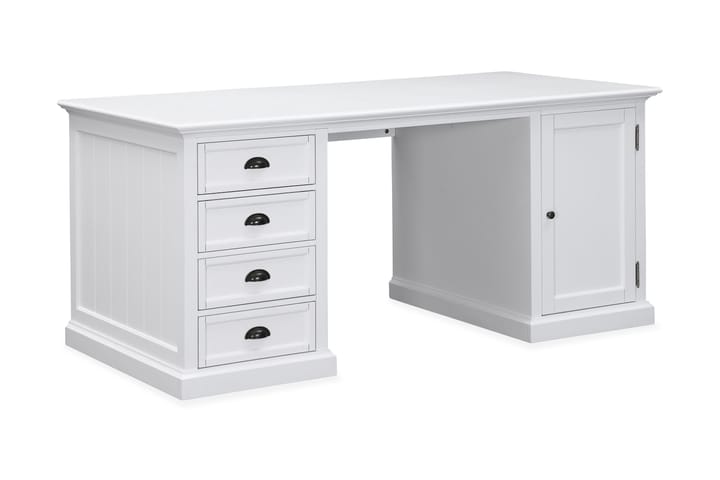 Skrivbord Hampton 170 cm med Förvaring 4 Lådor + Skåp - Vit - Möbler - Bord & matgrupp - Kontorsbord - Skrivbord