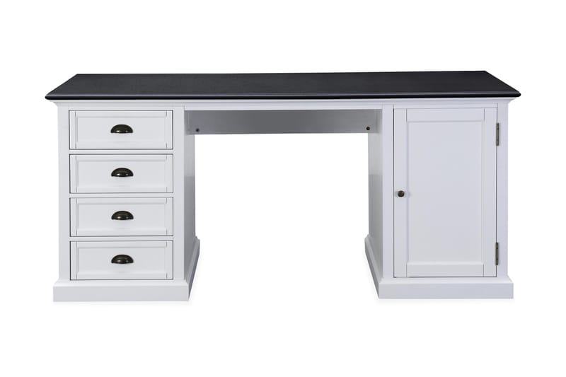 Skrivbord Hampton 170 cm med Förvaring 4 Lådor + Skåp - Vit/Svart - Möbler - Bord & matgrupp - Kontorsbord - Skrivbord