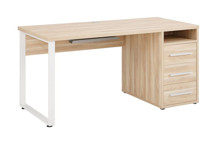 Skrivbord Heiden 150 cm med Förvaring 3 Lådor+3 Hyllor - Brun/Vit - Förvaring - Förvaringsmöbler - Byrå - Hurts