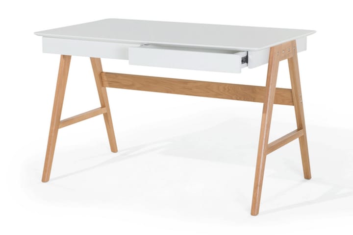 Skrivbord Hermsen 120 cm med Förvaring 2 Lådor - Vit/Ek - Möbler - Bord & matgrupp - Kontorsbord - Skrivbord
