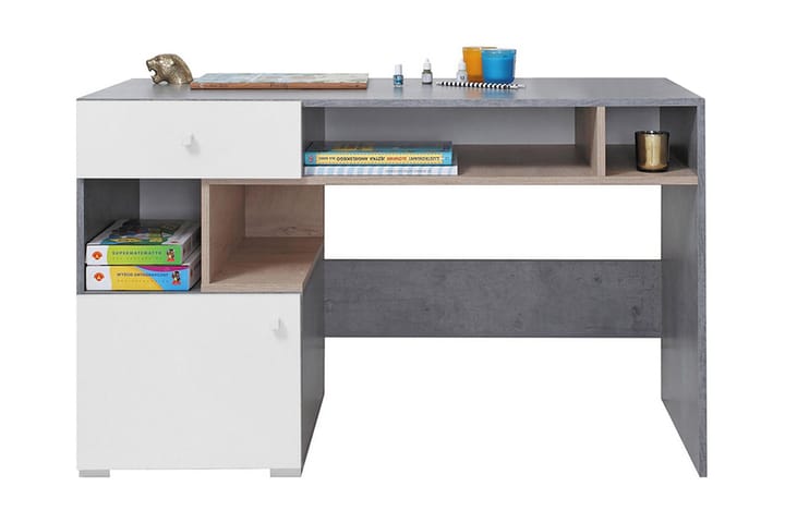 Skrivbord Indora 125 cm - Grå/Vit/Natur - Möbler - Bord & matgrupp - Kontorsbord - Skrivbord