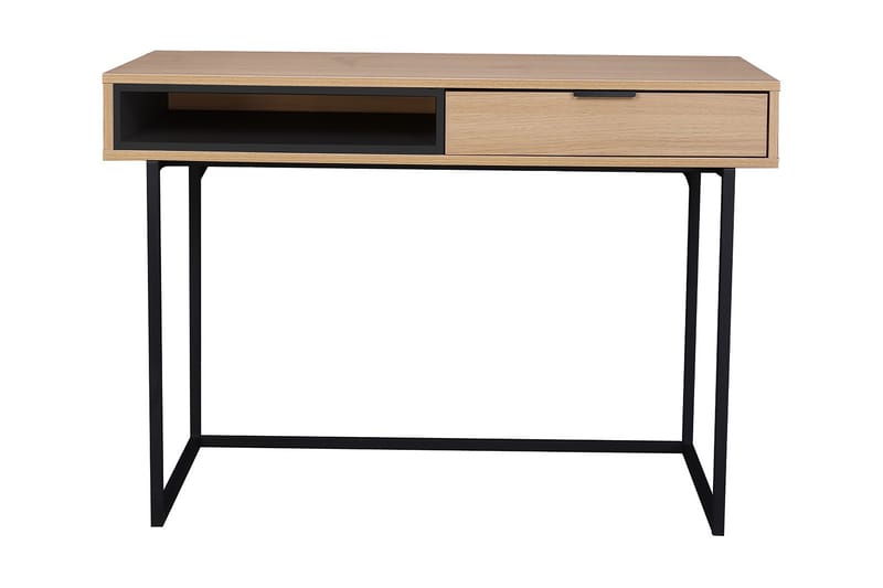 Skrivbord Isongo 110 cm med Förvaring Hylla + Låda - Natur/Svart - Möbler - Bord & matgrupp - Kontorsbord - Skrivbord