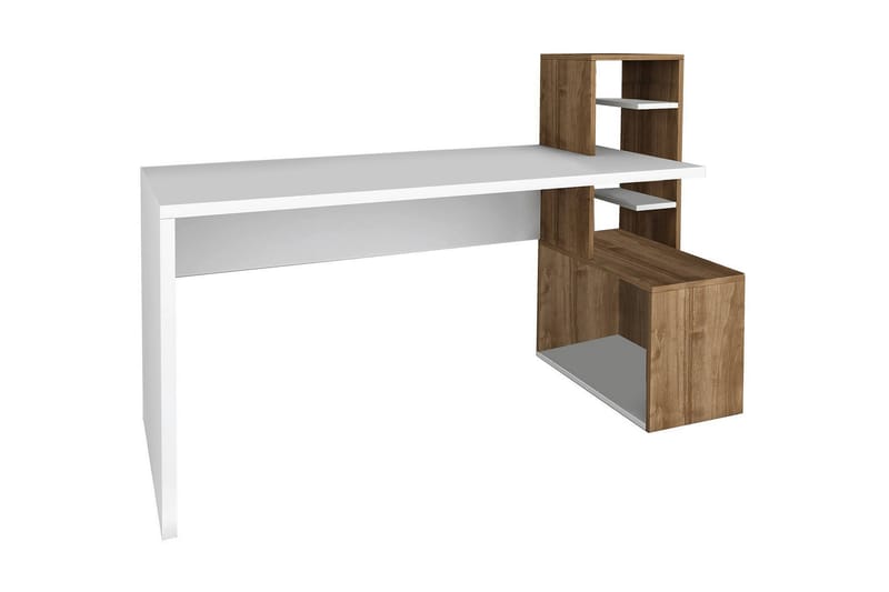 Skrivbord Joshua 120 cm med Förvaring - Vit/Valnötsbrun - Möbler - Bord & matgrupp - Kontorsbord - Skrivbord