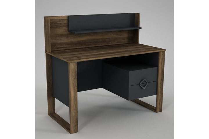 Skrivbord Jospeh 120 cm med Förvaring Lådor + Hyllor - Valnötsbrun/Mörkgrå - Möbler - Bord & matgrupp - Kontorsbord - Skrivbord