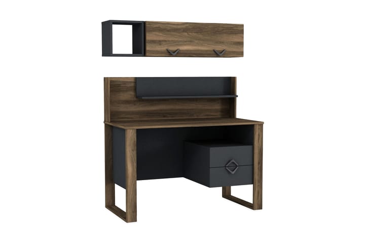 Skrivbord Jospeh 120 cm med Förvaring Lådor + Hyllor - Valnötsbrun/Mörkgrå - Möbler - Bord & matgrupp - Kontorsbord - Skrivbord - Hörnskrivbord