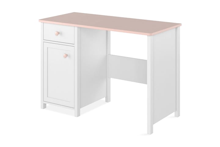 Skrivbord Laber 110 cm med Förvaring Låda + Skåp - Vit/Rosa - Möbler - Bord & matgrupp - Kontorsbord - Skrivbord