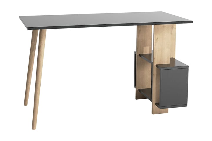 Skrivbord Lagomood Side 120 cm med Förvaring Hyllor - Antracit/Natur/Brun - Möbler - Bord & matgrupp - Kontorsbord - Skrivbord