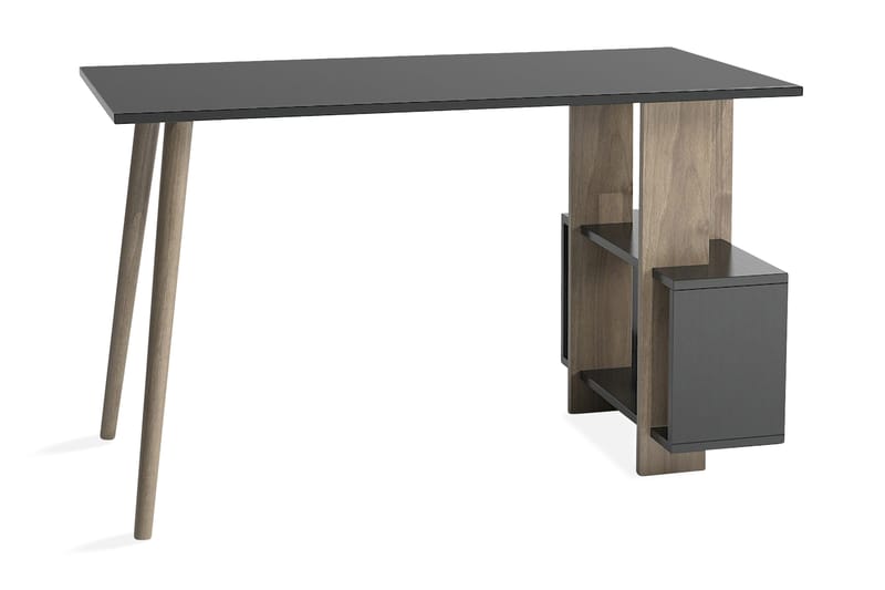 Skrivbord Lagomood Side 120 cm med Förvaring Hyllor - Antracit/Valnötsbrun - Möbler - Bord & matgrupp - Kontorsbord - Skrivbord