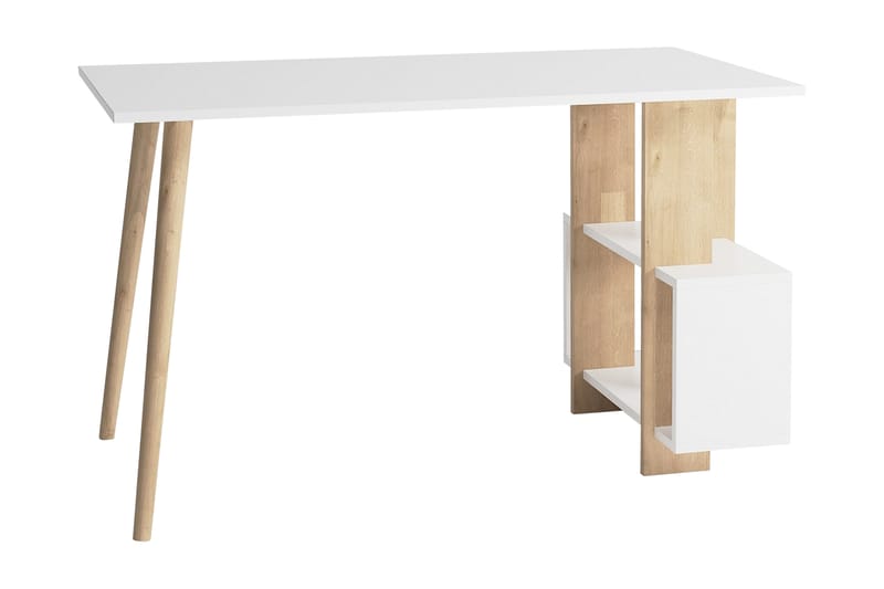 Skrivbord Lagomood Side 120 cm med Förvaring Hyllor - Natur/Vit - Möbler - Bord & matgrupp - Kontorsbord - Skrivbord