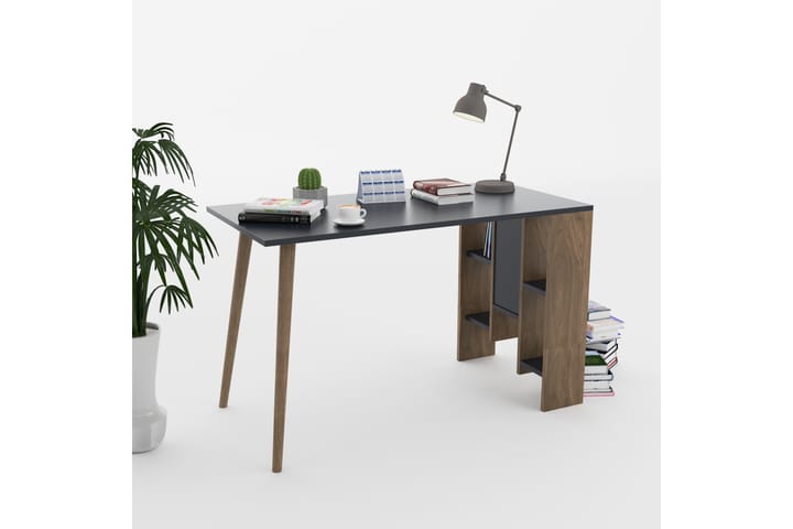 Skrivbord Lagomood Vito 120 cm med Förvaring Hyllor - Antracit/Valnötsbrun - Möbler - Bord & matgrupp - Kontorsbord - Skrivbord
