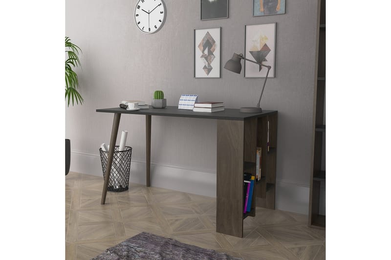 Skrivbord Lagomood Vito 120 cm med Förvaring Hyllor - Antracit/Valnötsbrun - Möbler - Bord & matgrupp - Kontorsbord - Skrivbord