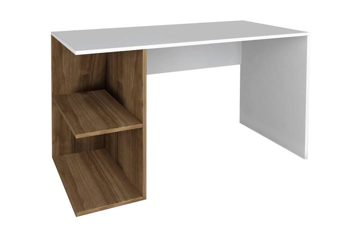 Skrivbord Lalenius 120 cm med Förvaring Hyllor - Vit/Valnötsbrun - Möbler - Bord & matgrupp - Kontorsbord - Skrivbord