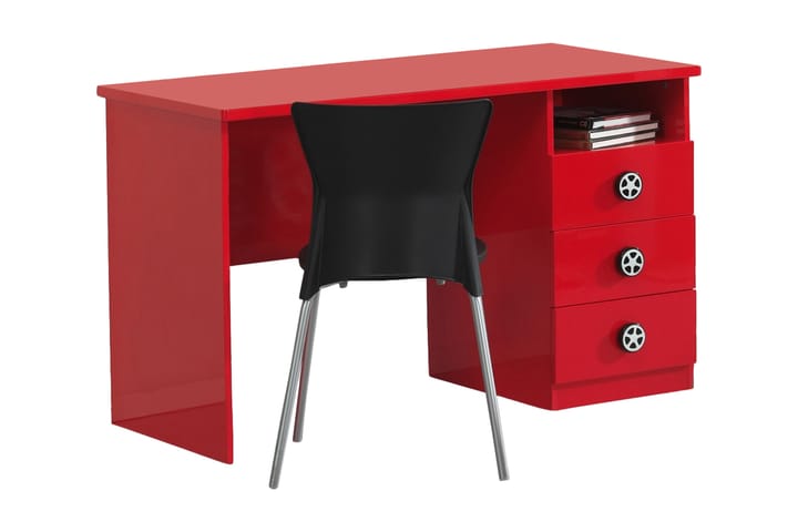 Skrivbord Limmux 120 cm med Förvaring 3 Lådor + Hylla - Röd - Möbler - Bord & matgrupp - Kontorsbord - Skrivbord