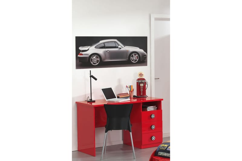 Skrivbord Limmux 120 cm med Förvaring 3 Lådor + Hylla - Röd - Möbler - Bord & matgrupp - Kontorsbord - Skrivbord