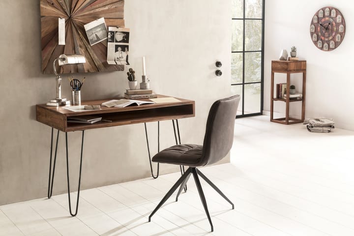 Skrivbord Lochside 110 cm med Förvaring Hylla - Massivt Trä/Svart - Möbler - Bord & matgrupp - Kontorsbord - Skrivbord