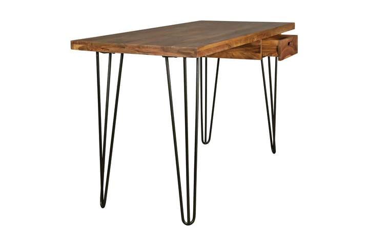 Skrivbord Lochside 130 cm med Förvaring Låda - Massivt Trä/Svart - Möbler - Bord & matgrupp - Kontorsbord - Skrivbord