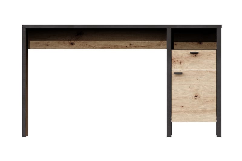 Skrivbord Mackynen 135 cm med Förvaring Låda + Skåp - Brun/Svart - Möbler - Bord & matgrupp - Kontorsbord - Skrivbord