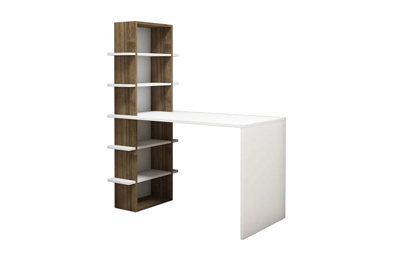 Skrivbord Madelon 120 cm med Förvaring Hyllor Vit/Brun - Homemania - Möbler - Bord & matgrupp - Kontorsbord - Skrivbord