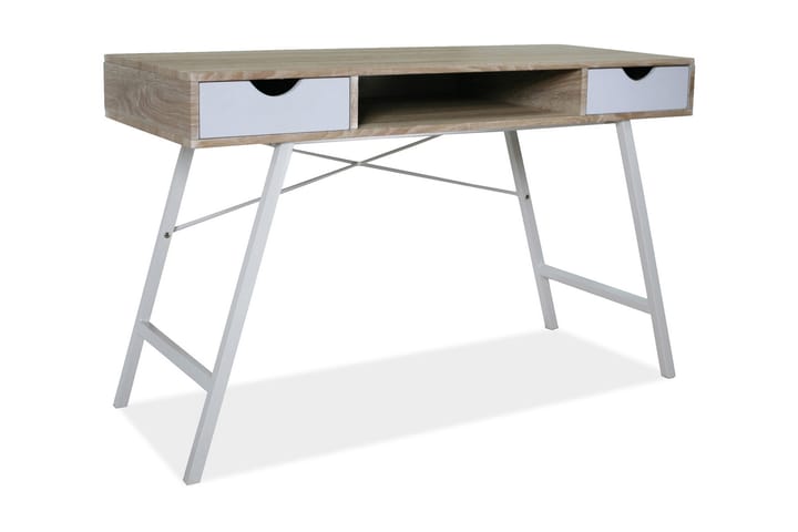 Skrivbord Maguya 120 cm med Förvaring 2 Lådor + Hylla - Ekfärg/Vit - Möbler - Bord & matgrupp - Kontorsbord - Skrivbord