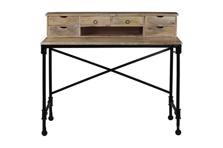 Skrivbord massivt mangoträ och stål 110x50x96 cm - Brun - Möbler - Bord & matgrupp - Kontorsbord - Skrivbord