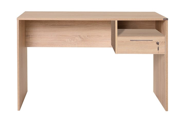 Skrivbord Mazirbe 120 cm med Förvaring Hyllor + Låsbar Låda - Natur - Möbler - Bord & matgrupp - Kontorsbord - Skrivbord