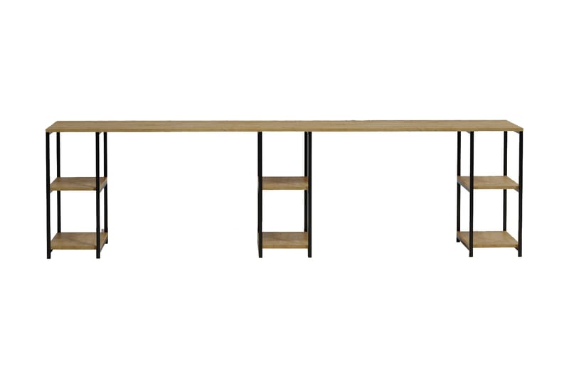 Skrivbord Meouge 270 cm med Förvaring Hyllor - Natur/Svart - Möbler - Bord & matgrupp - Kontorsbord - Skrivbord