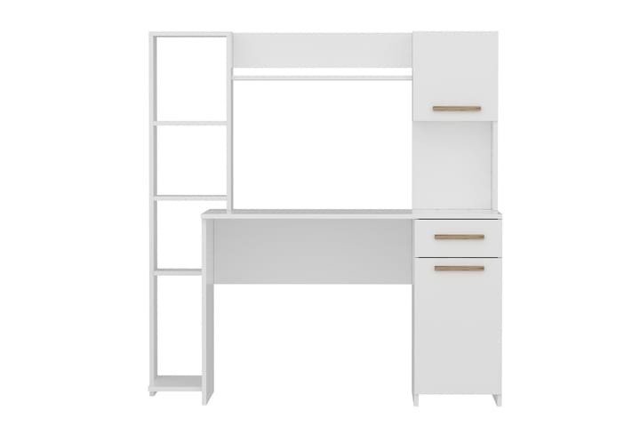 Skrivbord Merry 144 cm med Förvaring Hyllor+Låda+Skåp Vit/Br - Homemania - Möbler - Bord & matgrupp - Kontorsbord - Skrivbord