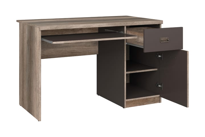 Skrivbord Minette 120 cm med Förvaring Låda + Skåp - Ekfärg/Grå - Möbler - Bord & matgrupp - Kontorsbord - Skrivbord