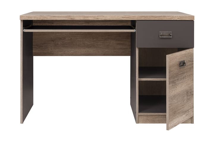 Skrivbord Minette 120 cm med Förvaring Låda + Skåp - Ekfärg/Grå - Möbler - Bord & matgrupp - Kontorsbord - Skrivbord