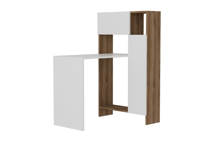 Skrivbord Mitcha 90 cm med Förvaring Hyllor+Skåp - Vit/Valnötsbrun - Möbler - Bord & matgrupp - Kontorsbord - Skrivbord - Hörnskrivbord