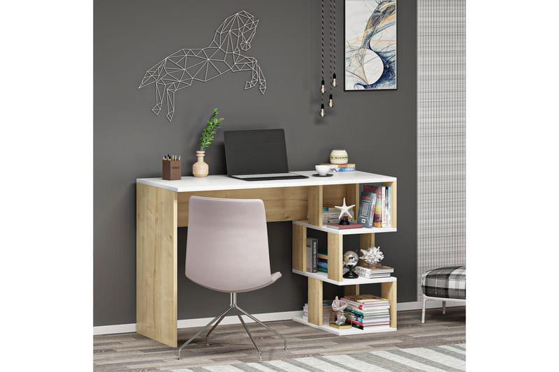 Skrivbord Myle 110 cm - Vit/Natur - Möbler - Bord & matgrupp - Kontorsbord - Skrivbord