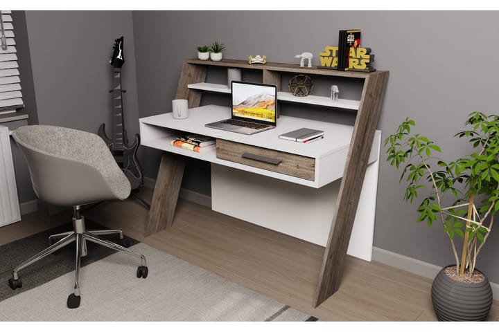 Skrivbord Oxaca 59,6x104,3x123,6 cm med förvaring - Vit - Möbler - Bord & matgrupp - Kontorsbord - Skrivbord