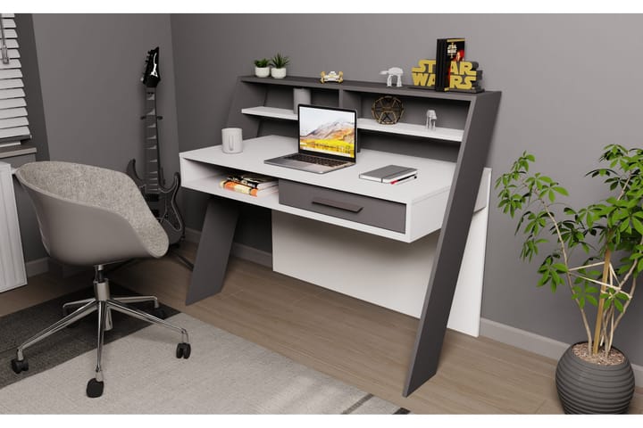 Skrivbord Oxaca 59,6x104,3x123,6 cm med förvaring - Vit - Möbler - Bord & matgrupp - Kontorsbord - Skrivbord