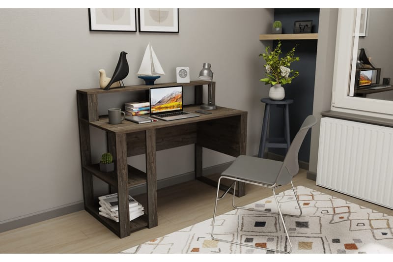 Skrivbord Oxaca 59,6x95,2x120 cm med förvaring - Mörkbrun - Möbler - Bord & matgrupp - Kontorsbord - Skrivbord