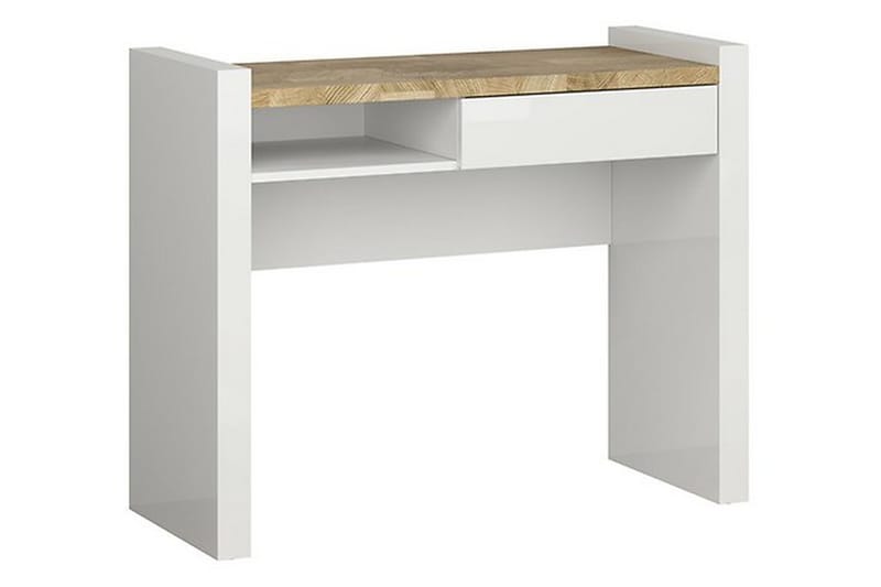 Skrivbord Paijerim 100 cm med Förvaring Hylla + Låda - Ekfärg/Vit Högglans - Möbler - Bord & matgrupp - Kontorsbord - Skrivbord
